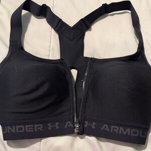 Under Armour Black Front-Zip Racerback Sports Bra